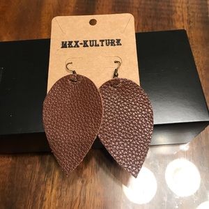Brown “real leather” earrings